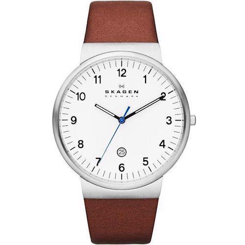 Image of Klassisk blank stål quartz med tre visere herre ur fra Skagen, SKW6082